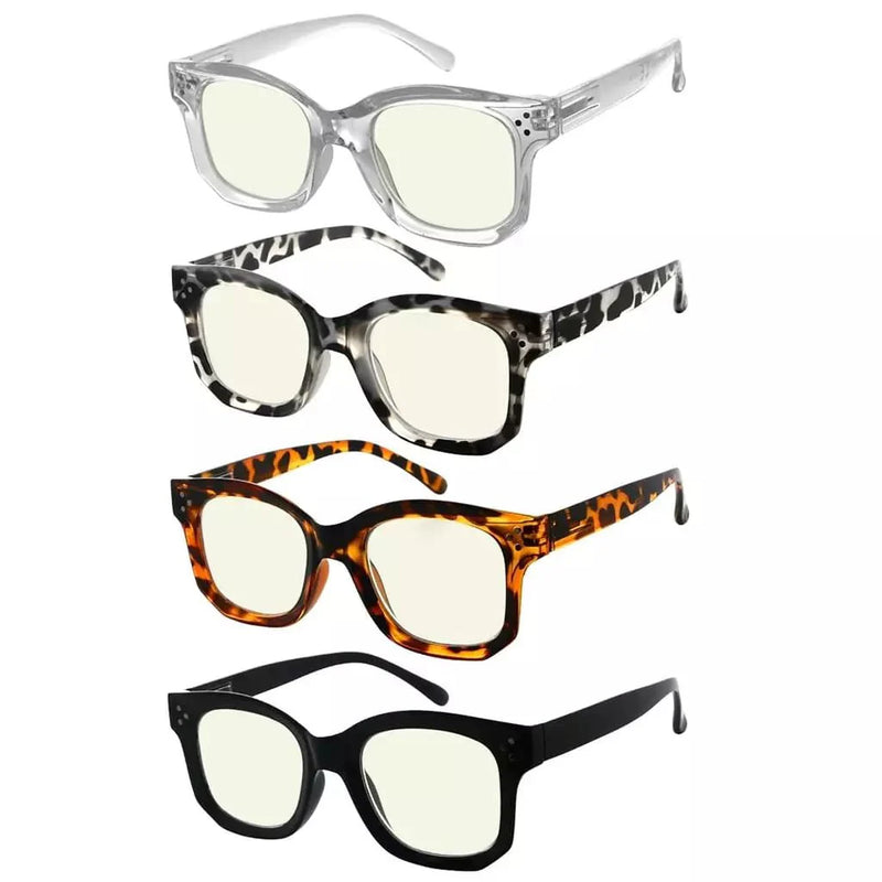 eyekeeper.com 4 Pack Thicker Frame Square Blue Light Filter Readers UVR2002 Eyeglasses White Smoke 4 Pairs Mix / without magnification,4 Pairs Mix / +0.50,4 Pairs Mix / +0.75,4 Pairs Mix / +1.00,4 Pairs Mix / +1.25,4 Pairs Mix / +1.50,4 Pairs Mix / +1.75,4 Pairs Mix / +2.00,4 Pairs Mix / +2.50,4 Pairs Mix / +3.00