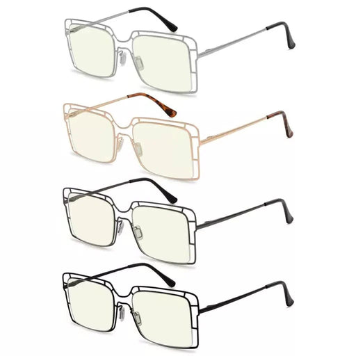 eyekeeper.com 4 Pack Thin Metal Hollow Blue Light Filter Readers UV2301 Eyeglasses White Smoke 4 Pairs Mix / without magnification,4 Pairs Mix / +0.50,4 Pairs Mix / +0.75,4 Pairs Mix / +1.00,4 Pairs Mix / +1.25,4 Pairs Mix / +1.50,4 Pairs Mix / +1.75,4 Pairs Mix / +2.00,4 Pairs Mix / +2.25,4 Pairs Mix / +2.50,4 Pairs Mix / +3.00,4 Pairs Mix / +3.50
