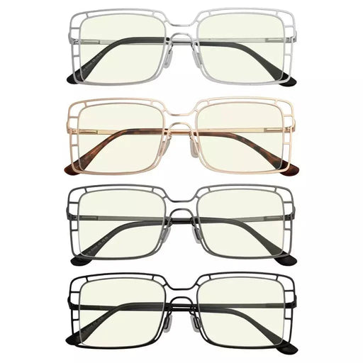 eyekeeper.com 4 Pack Thin Metal Hollow Blue Light Filter Readers UV2301 Eyeglasses White Smoke 4 Pairs Mix / without magnification,4 Pairs Mix / +0.50,4 Pairs Mix / +0.75,4 Pairs Mix / +1.00,4 Pairs Mix / +1.25,4 Pairs Mix / +1.50,4 Pairs Mix / +1.75,4 Pairs Mix / +2.00,4 Pairs Mix / +2.25,4 Pairs Mix / +2.50,4 Pairs Mix / +3.00,4 Pairs Mix / +3.50