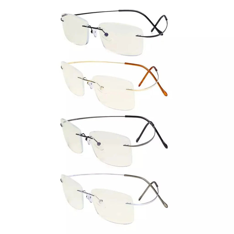 eyekeeper.com 4 Pack Titanium Rimless Blue Light Filter Reading Glasses UVR1509 Eyeglasses White Smoke 4 Pairs Mix / without magnification,4 Pairs Mix / +0.50,4 Pairs Mix / +0.75,4 Pairs Mix / +1.00,4 Pairs Mix / +1.25,4 Pairs Mix / +1.50,4 Pairs Mix / +2.25