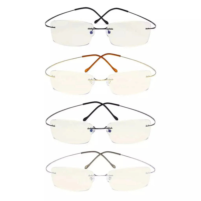 eyekeeper.com 4 Pack Titanium Rimless Blue Light Filter Reading Glasses UVR1509 Eyeglasses White Smoke 4 Pairs Mix / without magnification,4 Pairs Mix / +0.50,4 Pairs Mix / +0.75,4 Pairs Mix / +1.00,4 Pairs Mix / +1.25,4 Pairs Mix / +1.50,4 Pairs Mix / +2.25