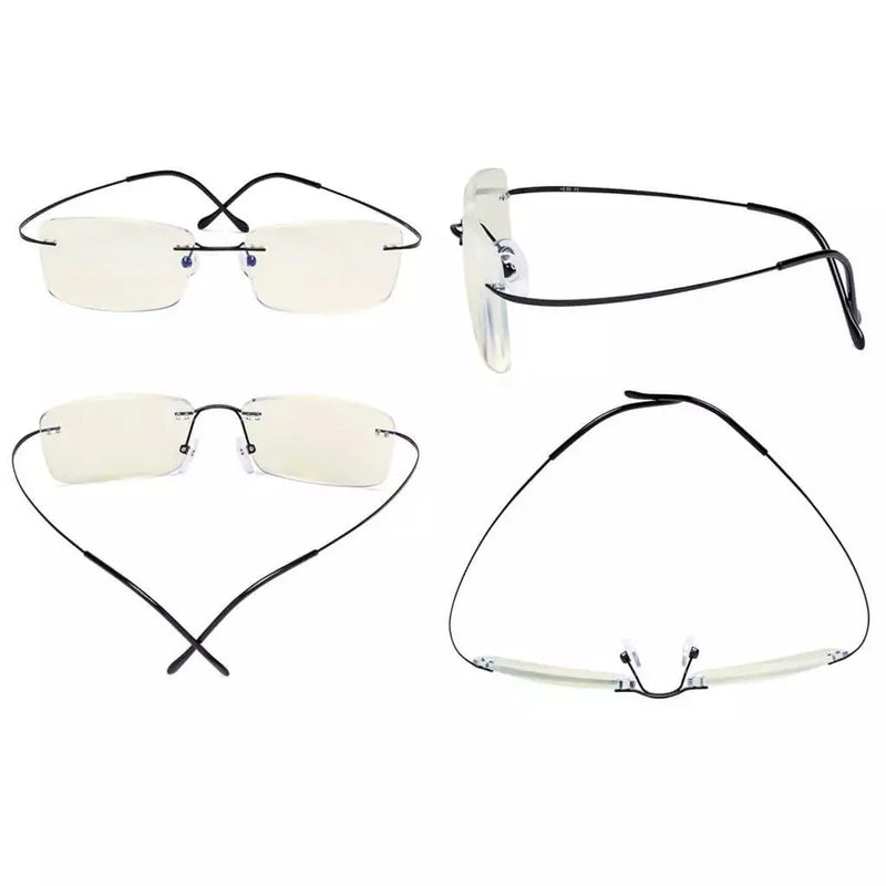 eyekeeper.com 4 Pack Titanium Rimless Blue Light Filter Reading Glasses UVR1509 Eyeglasses White Smoke 4 Pairs Mix / without magnification,4 Pairs Mix / +0.50,4 Pairs Mix / +0.75,4 Pairs Mix / +1.00,4 Pairs Mix / +1.25,4 Pairs Mix / +1.50,4 Pairs Mix / +2.25