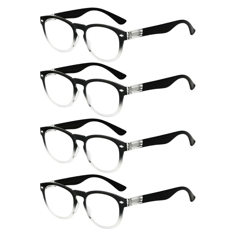 eyekeeper.com 4 Pack Stylish Reading Glasses R086 Eyeglasses White Smoke Black Clear-4pcs / +0.50,Black Clear-4pcs / +0.75,Black Clear-4pcs / +1.00,Black Clear-4pcs / +1.75,Black Clear-4pcs / +2.00,Black Clear-4pcs / +2.25,Black Clear-4pcs / +2.50,Black Clear-4pcs / +3.00,Black Clear-4pcs / +4.00