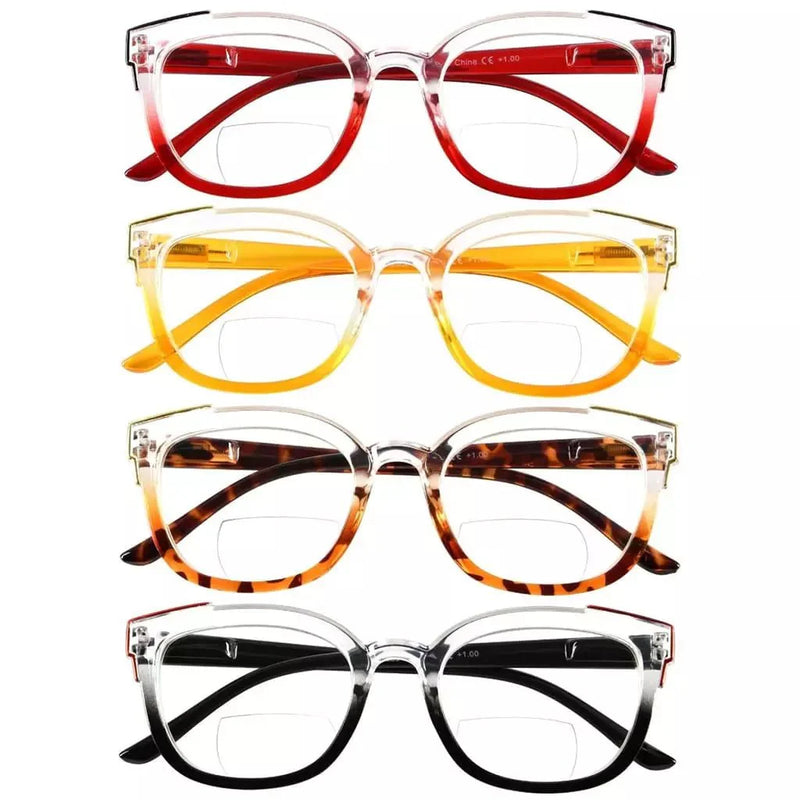 eyekeeper.com 4 Pack Two Tone Bifocal Reading Glasses BR2114 Eyeglasses White Smoke 4 Pairs Mix / +1.00,4 Pairs Mix / +1.50,4 Pairs Mix / +2.00,4 Pairs Mix / +2.50,4 Pairs Mix / +3.00,4 Pairs Mix / +3.50