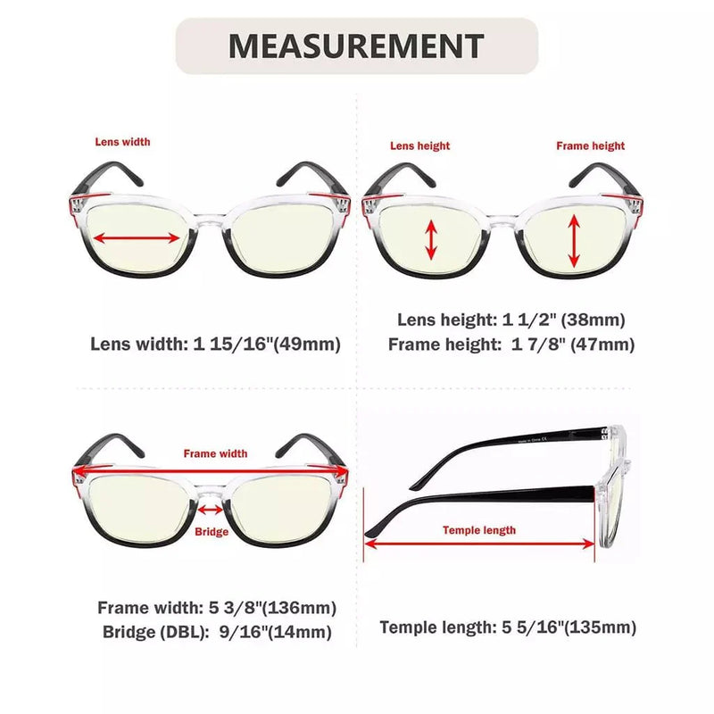 eyekeeper.com 4 Pack Two Tone Blue Light Filter Reading Glasses UV2114 Eyeglasses White Smoke 4 Pairs Mix / without magnification,4 Pairs Mix / +0.50,4 Pairs Mix / +0.75,4 Pairs Mix / +1.00,4 Pairs Mix / +1.25,4 Pairs Mix / +1.50,4 Pairs Mix / +1.75,4 Pairs Mix / +2.00,4 Pairs Mix / +2.25,4 Pairs Mix / +2.50,4 Pairs Mix / +2.75,4 Pairs Mix / +3.00