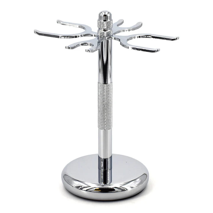 Stirling Soap Co Stirling Soap Co. 4-Slot Chrome-Plated Razor & Brush Stand Razor & Brush Stand White Smoke