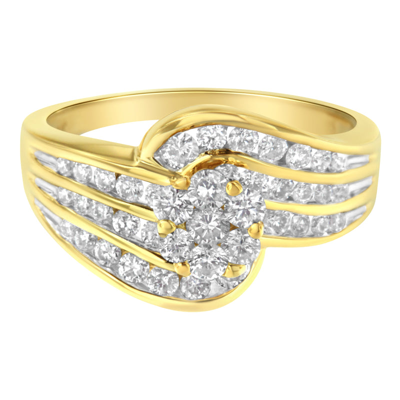 Bids.com 14K Yellow Gold Diamond Cocktail Bypass Ring (1 1/2 Cttw, H-I Color, SI2-I1 Clarity) - Size 7 Rings White Smoke 8.5 / Yellow.Gold,7 / Yellow.Gold,9.5 / Yellow.Gold,7.5 / Yellow.Gold