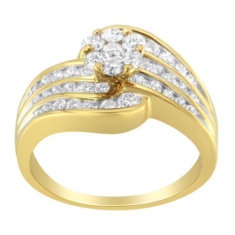 Bids.com 14K Yellow Gold Diamond Cocktail Bypass Ring (1 1/2 Cttw, H-I Color, SI2-I1 Clarity) - Size 7 Rings White Smoke 8.5 / Yellow.Gold,7 / Yellow.Gold,9.5 / Yellow.Gold,7.5 / Yellow.Gold