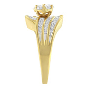 Bids.com 14K Yellow Gold Diamond Cocktail Bypass Ring (1 1/2 Cttw, H-I Color, SI2-I1 Clarity) - Size 7 Rings White Smoke 8.5 / Yellow.Gold,7 / Yellow.Gold,9.5 / Yellow.Gold,7.5 / Yellow.Gold