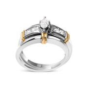 Bids.com 14K Yellow and White Gold 1/3 Cttw Marquise Diamond Cocktail Engagement Ring Set (H-I Color, SI1-SI2 Clarity) - Size 7 Rings White Smoke 7 / YellowWhite.Gold