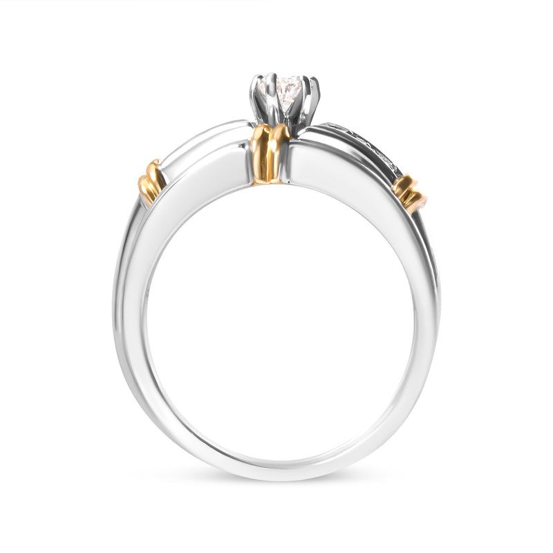 Bids.com 14K Yellow and White Gold 1/3 Cttw Marquise Diamond Cocktail Engagement Ring Set (H-I Color, SI1-SI2 Clarity) - Size 7 Rings White Smoke 7 / YellowWhite.Gold