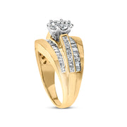 Bids.com 14K Yellow Gold 2-1/3 Cttw Diamond Cluster Channel Set Chevron Shaped Engagement Ring (H-I Color, SI1-SI2 Clarity) - Ring Size 7 Rings White Smoke 7 / Yellow.Gold,9 / Yellow.Gold,6 / Yellow.Gold,8 / Yellow.Gold,10 / Yellow.Gold,5.5 / Yellow.Gold,6.5 / Yellow.Gold,7.5 / Yellow.Gold,9.5 / Yellow.Gold,8.5 / Yellow.Gold