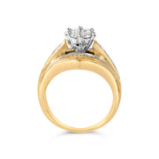 Bids.com 14K Yellow Gold 2-1/3 Cttw Diamond Cluster Channel Set Chevron Shaped Engagement Ring (H-I Color, SI1-SI2 Clarity) - Ring Size 7 Rings White Smoke 7 / Yellow.Gold,9 / Yellow.Gold,6 / Yellow.Gold,8 / Yellow.Gold,10 / Yellow.Gold,5.5 / Yellow.Gold,6.5 / Yellow.Gold,7.5 / Yellow.Gold,9.5 / Yellow.Gold,8.5 / Yellow.Gold
