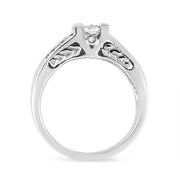 Bids.com 14K White Gold 1 1/4 Cttw Princess Cut Diamond Channel Set Engagement Ring (H-I Color, SI1-SI2 Clarity) - Ring Size 7 Rings White Smoke 7 / White.Gold