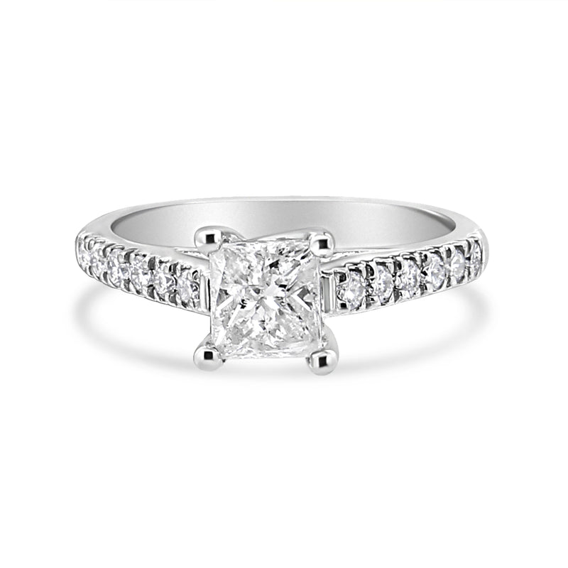 Bids.com 14K White Gold 1 1/5 Cttw 4-Prong Set Princess Diamond Classic Engagement Ring (I1-I2 Color, H-I Clarity) Ring Size 7 Rings White Smoke 5 / White.Gold,8 / White.Gold,6 / White.Gold,9 / White.Gold,7 / White.Gold