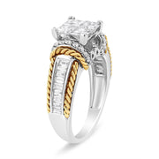 Bids.com 14K White and Yellow Gold 1 1/2 Cttw Invisible Set Princess-Cut Diamond Quad Style Engagement Ring (H-I Color, SI2-I1 Clarity) - Ring Size 7 Rings White Smoke 7 / YellowWhite.Gold