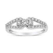 Bids.com 10K White Gold 1/2 Cttw Round Cut Diamond Three Stone Split Shank Band Ring (H-I Color, SI1-SI2 Clarity) - Size 6 Rings White Smoke 8 / White.Gold,7 / White.Gold,6 / White.Gold