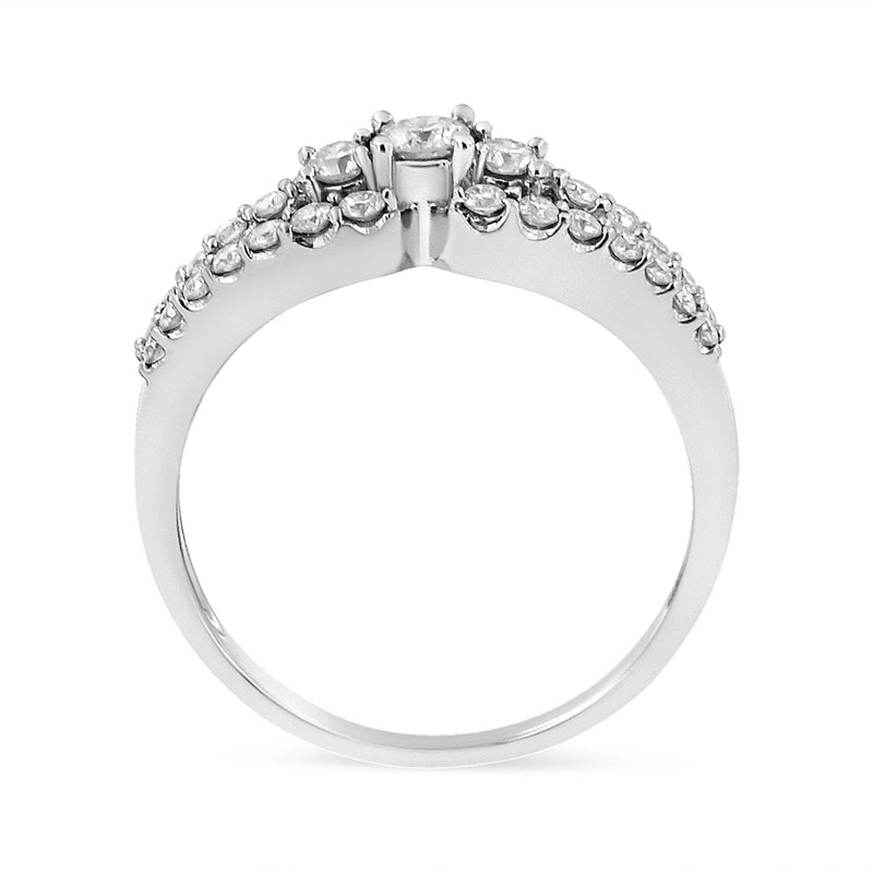 Bids.com 10K White Gold 1/2 Cttw Round Cut Diamond Three Stone Split Shank Band Ring (H-I Color, SI1-SI2 Clarity) - Size 6 Rings White Smoke 8 / White.Gold,7 / White.Gold,6 / White.Gold