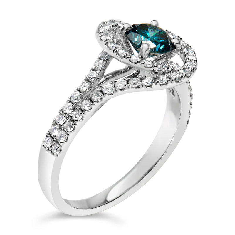 Bids.com 14K White Gold 1-1/3 Cttw White & Blue Diamond Interweaving Double Halo Cocktail Statement Ring (G-H and Fancy Blue Color, SI2-I1 Clarity) - Size 6 Rings White Smoke 8 / White.Gold,7.25 / White.Gold,6 / White.Gold,7 / White.Gold