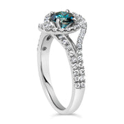 Bids.com 14K White Gold 1-1/3 Cttw White & Blue Diamond Interweaving Double Halo Cocktail Statement Ring (G-H and Fancy Blue Color, SI2-I1 Clarity) - Size 6 Rings White Smoke 8 / White.Gold,7.25 / White.Gold,6 / White.Gold,7 / White.Gold