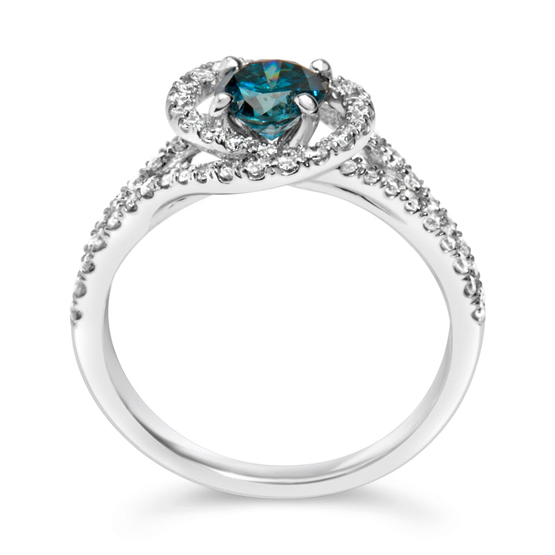 Bids.com 14K White Gold 1-1/3 Cttw White & Blue Diamond Interweaving Double Halo Cocktail Statement Ring (G-H and Fancy Blue Color, SI2-I1 Clarity) - Size 6 Rings White Smoke 8 / White.Gold,7.25 / White.Gold,6 / White.Gold,7 / White.Gold
