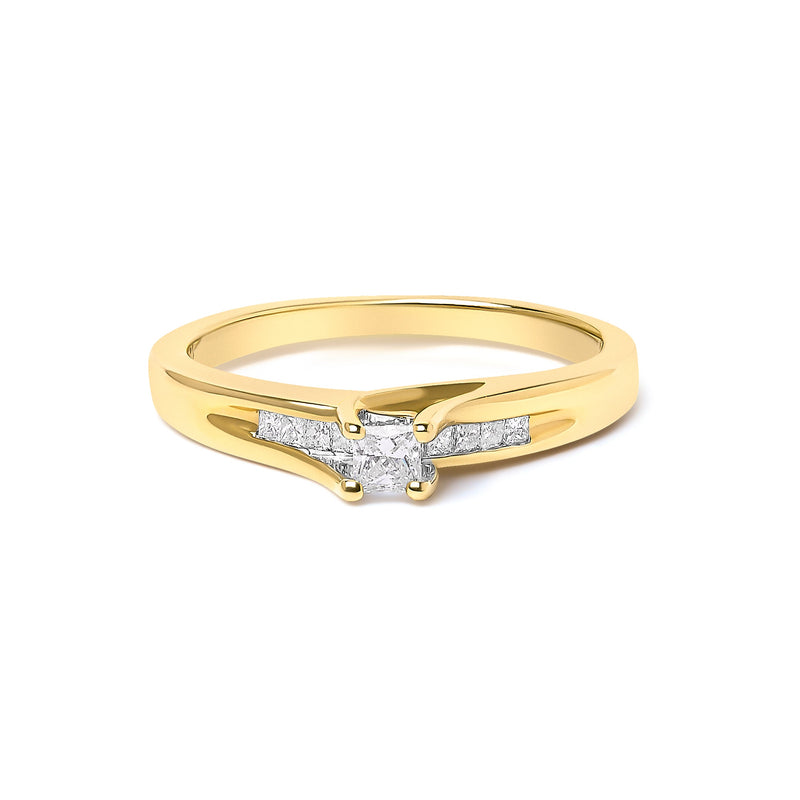 Bids.com 14K Yellow Gold 1/4 Cttw Princess Cut Diamond Engagement Ring Rings White Smoke 7 / Yellow.Gold