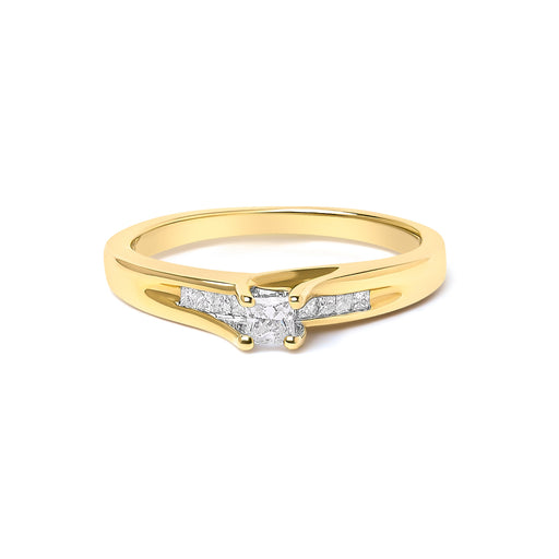 Bids.com 14K Yellow Gold 1/4 Cttw Princess Cut Diamond Engagement Ring Rings White Smoke 7 / Yellow.Gold