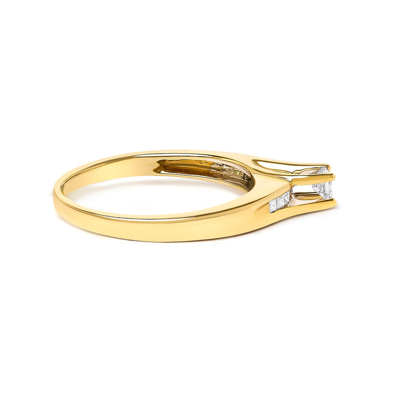 Bids.com 14K Yellow Gold 1/4 Cttw Princess Cut Diamond Engagement Ring Rings White Smoke 7 / Yellow.Gold