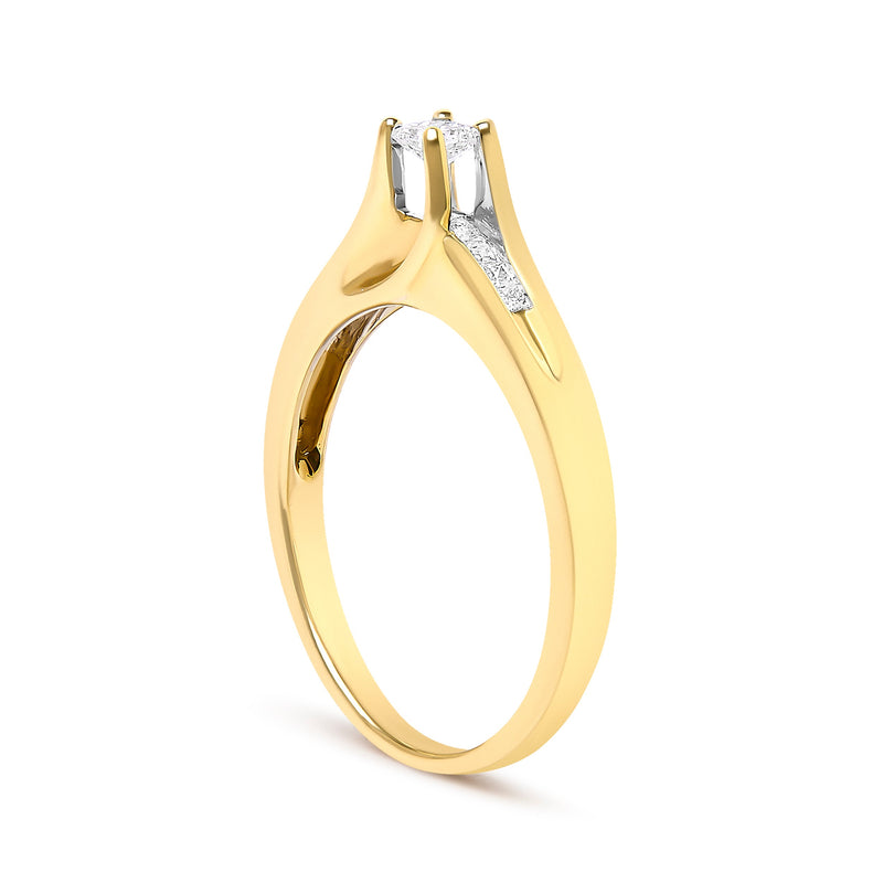 Bids.com 14K Yellow Gold 1/4 Cttw Princess Cut Diamond Engagement Ring Rings White Smoke 7 / Yellow.Gold