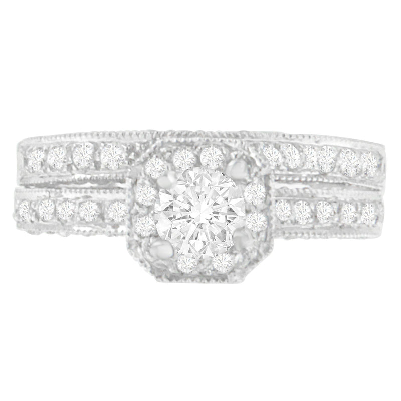 Bids.com 14K White Gold 1 ct. TDW Round Cut Diamond Ring (G-H, I1-I2) Rings Light Gray 6.75 / White.Gold