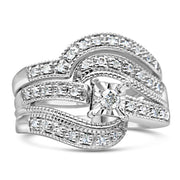 Bids.com .925 Sterling Silver 1/3 Cttw Round Diamond Crisscross Engagement Ring Bridal Set (H-I Color, I1-I2 Clarity ) - Size 7 Rings White Smoke 10 / White.Sterling Silver,11 / White.Sterling Silver,12 / White.Sterling Silver