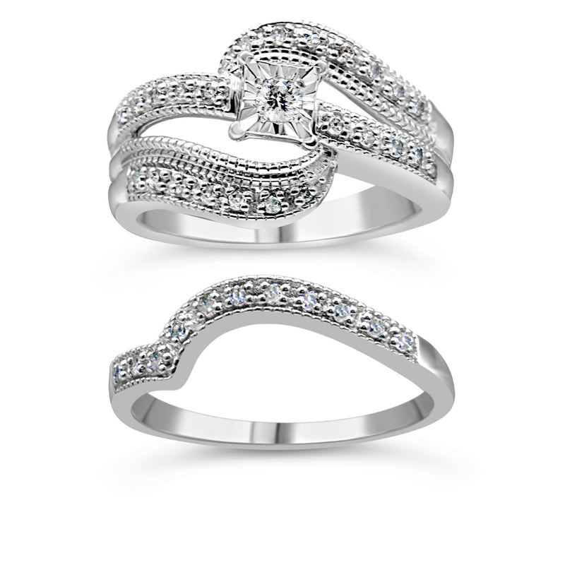 Bids.com .925 Sterling Silver 1/3 Cttw Round Diamond Crisscross Engagement Ring Bridal Set (H-I Color, I1-I2 Clarity ) - Size 7 Rings White Smoke 7 / Yellow.Sterling Silver,9 / Yellow.Sterling Silver,6 / Yellow.Sterling Silver,8 / Yellow.Sterling Silver,5 / Yellow.Sterling Silver,10 / Yellow.Sterling Silver,11 / Yellow.Sterling Silver,12 / Yellow.Sterling Silver,10 / White.Sterling Silver,11 / Whit