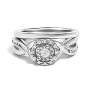 Bids.com .925 Sterling Silver 1/7 Cttw Diamond Halo Bypass Engagement Ring and Wedding Band Set (I-J Color, I3 Clarity)- Size 7 Rings White Smoke 7 / White.Sterling Silver,5 / White.Sterling Silver,6 / White.Sterling Silver,8 / White.Sterling Silver,9 / White.Sterling Silver,10 / White.Sterling Silver,11 / White.Sterling Silver,12 / White.Sterling Silver