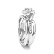 Bids.com .925 Sterling Silver 1/7 Cttw Diamond Halo Bypass Engagement Ring and Wedding Band Set (I-J Color, I3 Clarity)- Size 7 Rings White Smoke 7 / White.Sterling Silver,5 / White.Sterling Silver,6 / White.Sterling Silver,8 / White.Sterling Silver,9 / White.Sterling Silver,10 / White.Sterling Silver,11 / White.Sterling Silver,12 / White.Sterling Silver