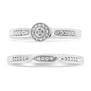 Bids.com .925 Sterling Silver Diamond Accent Frame Twist Shank Bridal Set Ring and Band (I-J Color, I3 Clarity) - Size 7 Rings White Smoke 7 / White.Sterling Silver,9 / White.Sterling Silver,6 / White.Sterling Silver,8 / White.Sterling Silver,5 / White.Sterling Silver,10 / White.Sterling Silver,11 / White.Sterling Silver,12 / White.Sterling Silver