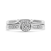 Bids.com .925 Sterling Silver Diamond Accent Frame Twist Shank Bridal Set Ring and Band (I-J Color, I3 Clarity) - Size 7 Rings Light Gray 7 / White.Sterling Silver,9 / White.Sterling Silver,6 / White.Sterling Silver,8 / White.Sterling Silver,5 / White.Sterling Silver,10 / White.Sterling Silver,11 / White.Sterling Silver,12 / White.Sterling Silver
