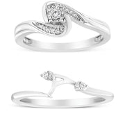 Bids.com .925 Sterling Silver 1/10 Cttw Diamond Swirl and Bypass Bridal Set Ring and Band (I-J Color, I3 Clarity) - Size 7 Rings White Smoke 7 / White.Sterling Silver,9 / White.Sterling Silver,6 / White.Sterling Silver,8 / White.Sterling Silver,5 / White.Sterling Silver,10 / White.Sterling Silver,11 / White.Sterling Silver,12 / White.Sterling Silver