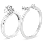 Bids.com .925 Sterling Silver 1/10 Cttw Diamond Swirl and Bypass Bridal Set Ring and Band (I-J Color, I3 Clarity) - Size 7 Rings White Smoke 7 / White.Sterling Silver,9 / White.Sterling Silver,6 / White.Sterling Silver,8 / White.Sterling Silver,5 / White.Sterling Silver,10 / White.Sterling Silver,11 / White.Sterling Silver,12 / White.Sterling Silver