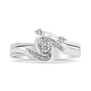 Bids.com .925 Sterling Silver 1/10 Cttw Diamond Swirl and Bypass Bridal Set Ring and Band (I-J Color, I3 Clarity) - Size 7 Rings White Smoke 7 / White.Sterling Silver,9 / White.Sterling Silver,6 / White.Sterling Silver,8 / White.Sterling Silver,5 / White.Sterling Silver,10 / White.Sterling Silver,11 / White.Sterling Silver,12 / White.Sterling Silver