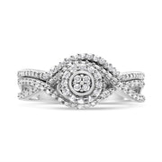 Bids.com .925 Sterling Silver 1/6 Cttw Diamond Composite Halo and Split Shank Bridal Set Ring and Band  (I-J Color, I3 Clarity) - Size 7 Rings White Smoke 7 / White.Sterling Silver,9 / White.Sterling Silver,6 / White.Sterling Silver,8 / White.Sterling Silver,5 / White.Sterling Silver,10 / White.Sterling Silver,11 / White.Sterling Silver,12 / White.Sterling Silver