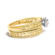 Bids.com 14K Yellow Gold Plated .925 Sterling Silver 1/5 Cttw Diamond Halo and Milgrain Finish Engagement Ring Bridal Set (I-J Color I3 Clarity) - Size 7 Rings White Smoke 9 / Yellow.Sterling Silver,6 / Yellow.Sterling Silver,8 / Yellow.Sterling Silver,5 / Yellow.Sterling Silver,10 / Yellow.Sterling Silver,11 / Yellow.Sterling Silver,12 / Yellow.Sterling Silver,7 / Yellow.Sterling Silver