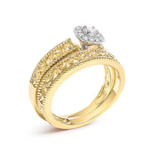 Bids.com 14K Yellow Gold Plated .925 Sterling Silver 1/5 Cttw Diamond Halo and Milgrain Finish Engagement Ring Bridal Set (I-J Color I3 Clarity) - Size 7 Rings White Smoke 9 / Yellow.Sterling Silver,6 / Yellow.Sterling Silver,8 / Yellow.Sterling Silver,5 / Yellow.Sterling Silver,10 / Yellow.Sterling Silver,11 / Yellow.Sterling Silver,12 / Yellow.Sterling Silver,7 / Yellow.Sterling Silver
