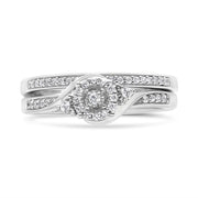 Bids.com .925 Sterling Silver 1/4 Cttw Diamond Halo and Swirl Engagement Ring and Wedding Band Set (I-J Color, I3 Clarity)- Ring Size 7 Rings Gray 7 / White.Sterling Silver,6 / White.Sterling Silver,8 / White.Sterling Silver,5 / White.Sterling Silver,9 / White.Sterling Silver