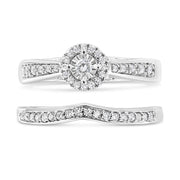 Bids.com .925 Sterling Silver 1/3 Cttw Diamond Halo and Pave Shank Engagement Ring Set (I-J Color, I3 Clarity) - Ring Size 7 Rings White Smoke 7 / White.Sterling Silver,6 / White.Sterling Silver,8 / White.Sterling Silver,9 / White.Sterling Silver,5 / White.Sterling Silver,10 / White.Sterling Silver