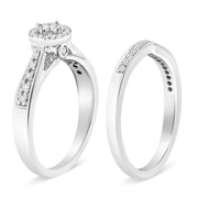Bids.com .925 Sterling Silver 1/3 Cttw Diamond Halo and Pave Shank Engagement Ring Set (I-J Color, I3 Clarity) - Ring Size 7 Rings White Smoke 7 / White.Sterling Silver,6 / White.Sterling Silver,8 / White.Sterling Silver,9 / White.Sterling Silver,5 / White.Sterling Silver,10 / White.Sterling Silver