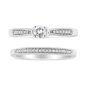 Bids.com .925 Sterling Silver 1/3 Cttw Diamond Classic Engagement Ring Bridal Set with Milgrain (I-J Color, I3 Clarity) - Ring Size 7 Rings White Smoke 7 / White.Sterling Silver,6 / White.Sterling Silver,5 / White.Sterling Silver,10 / White.Sterling Silver,8 / White.Sterling Silver,9 / White.Sterling Silver