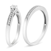 Bids.com .925 Sterling Silver 1/3 Cttw Diamond Classic Engagement Ring Bridal Set with Milgrain (I-J Color, I3 Clarity) - Ring Size 7 Rings White Smoke 7 / White.Sterling Silver,6 / White.Sterling Silver,5 / White.Sterling Silver,10 / White.Sterling Silver,8 / White.Sterling Silver,9 / White.Sterling Silver