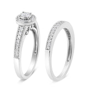 Bids.com .925 Sterling Silver 1/2 Ctw Diamond Halo and Milgrain Engagement Ring Bridal Set (I-J Color, I3 Clarity) - Ring Size 7 Rings White Smoke 7 / White.Sterling Silver,6 / White.Sterling Silver,8 / White.Sterling Silver,9 / White.Sterling Silver