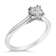 Bids.com 14K White Gold 7/8 Cttw Lab Grown Diamond Solitaire Cathedral Style Engagement Ring (F-G Color, VS1-VS2 Clarity) - Size 5 Rings White Smoke 5 / White.Gold,6 / White.Gold,8 / White.Gold,9 / White.Gold,10 / White.Gold,7 / White.Gold