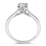 Bids.com 14K White Gold 7/8 Cttw Lab Grown Diamond Solitaire Cathedral Style Engagement Ring (F-G Color, VS1-VS2 Clarity) - Size 5 Rings White Smoke 5 / White.Gold,6 / White.Gold,8 / White.Gold,9 / White.Gold,10 / White.Gold,7 / White.Gold